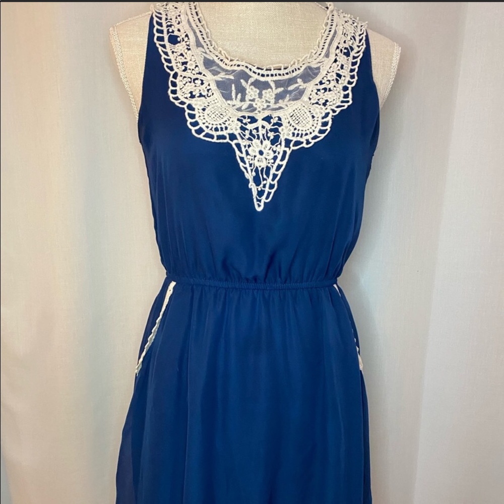 Blue Vintage Bohemian Dress